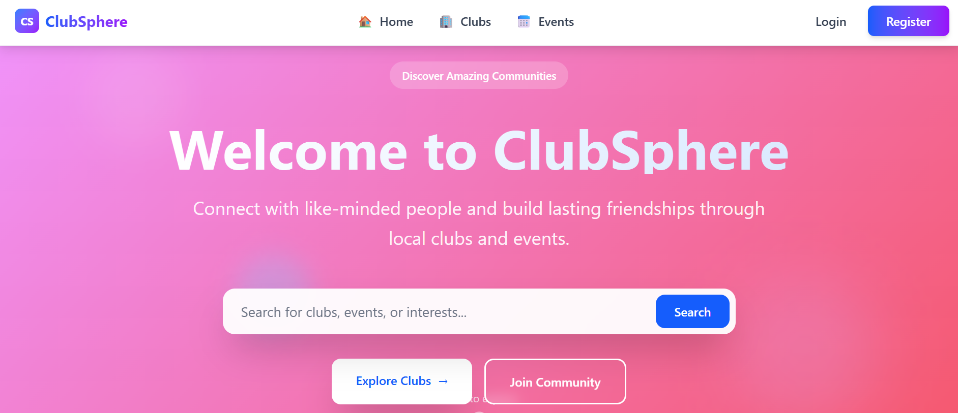 ClubSphere project screenshot